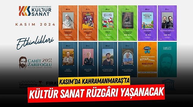 Kasım’da Kahramanmaraş’ta Kültür Sanat Rüzgârı Yaşanacak