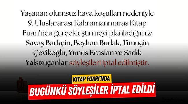 Kitap Fuarı’nda Bugünkü Söyleşiler İptal Edildi