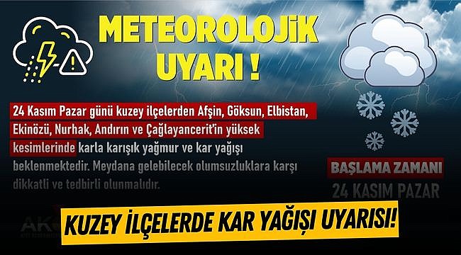 Kuzey İlçelerde Kar Yağışı Uyarısı!